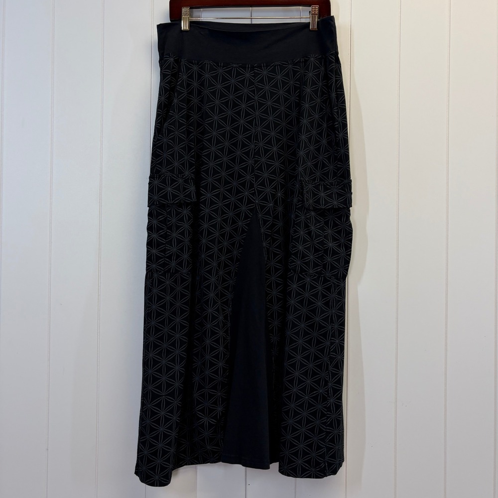 Avatar Clothing Boho Geometric Cargo Maxi Skirt Women Size L Lagenlook Scandi